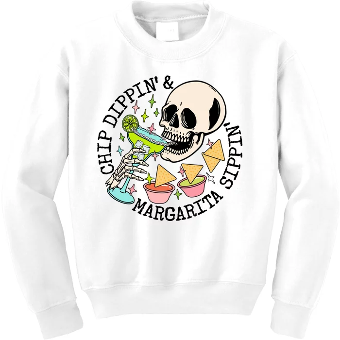 Chippin Dippin Margarita Sippin Skull Kids Sweatshirt