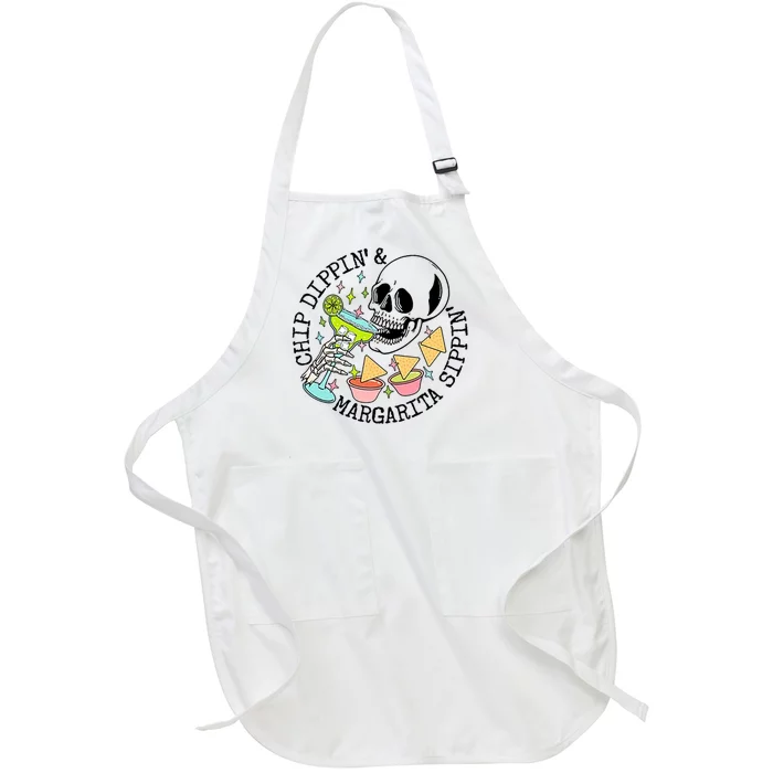 Chippin Dippin Margarita Sippin Skull Full-Length Apron With Pocket