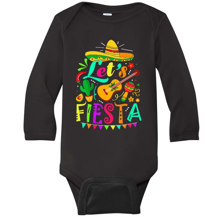 cinco de mayo mexican guitar cactus Baby Long Sleeve Bodysuit