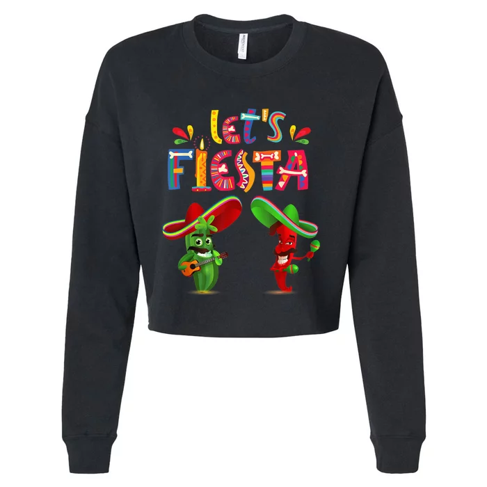 Cinco De Mayo Shirt Let's Fiesta Mexican Maracas Sombrero Cropped Pullover Crew