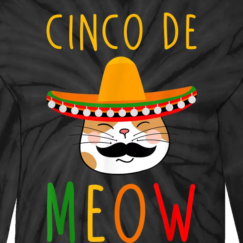 Cinco De Meow Tee Cinco De Mayo Mexico Cats Clothes Outfit Tie-Dye Long Sleeve Shirt