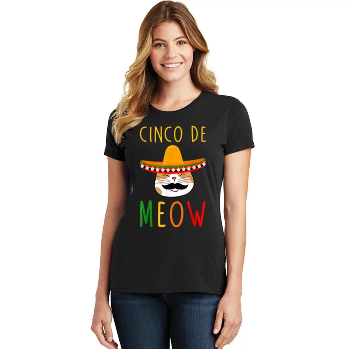 Cinco De Meow Tee Cinco De Mayo Mexico Cats Clothes Outfit Women's T-Shirt