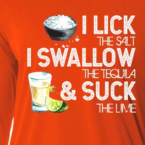 Cinco De Mayo I Lick Salt Swallow Tequila Suck Lime Fiesta Gift Cooling Performance Long Sleeve Crew