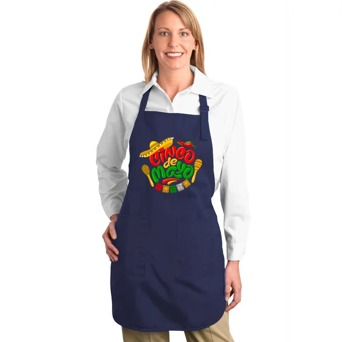 Cinco De Mayo Celebration Fiesta Full-Length Apron With Pocket