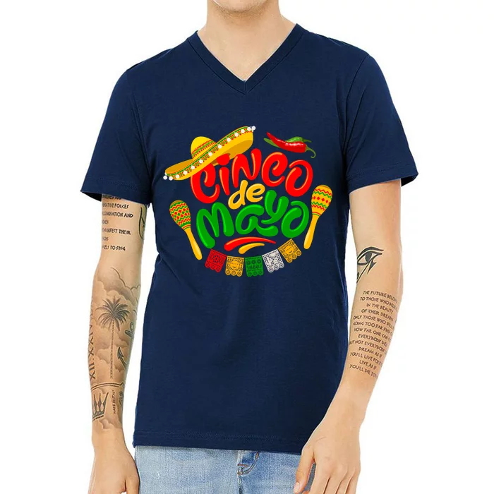 Cinco De Mayo Celebration Fiesta V-Neck T-Shirt