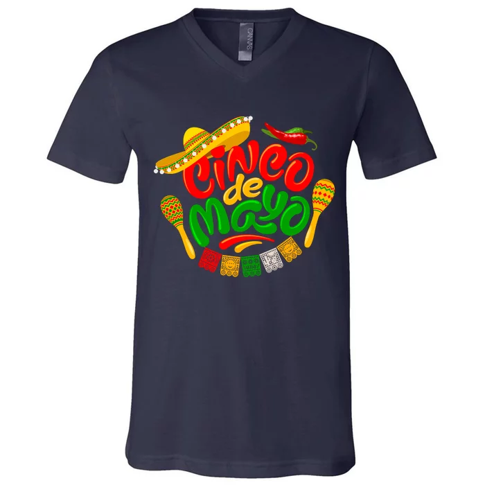 Cinco De Mayo Celebration Fiesta V-Neck T-Shirt