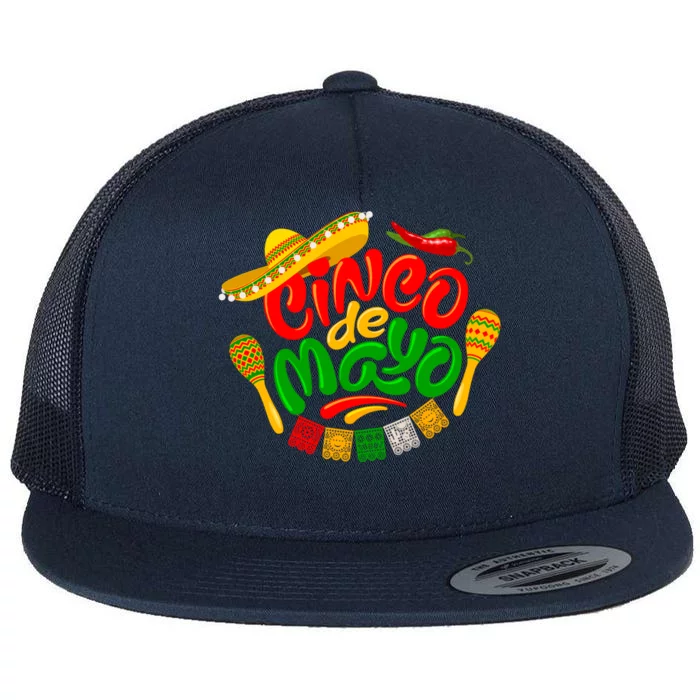 Cinco De Mayo Celebration Fiesta Flat Bill Trucker Hat