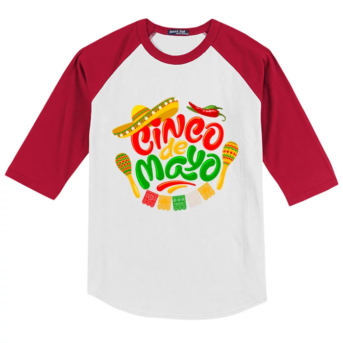 Cinco De Mayo Celebration Fiesta Kids Colorblock Raglan Jersey