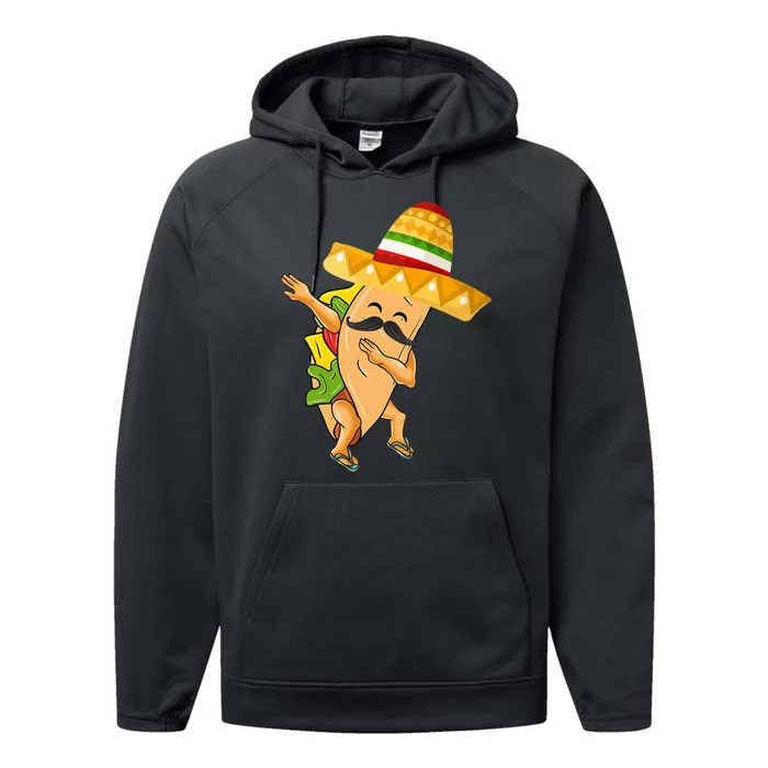 Cinco De Mayo Dabbing Taco Cinco De Mayo Performance Fleece Hoodie