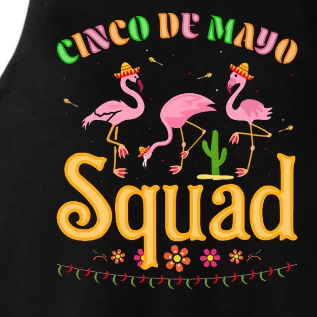 Cinco De Mayo Squad Flamingo Ladies Tri-Blend Wicking Tank