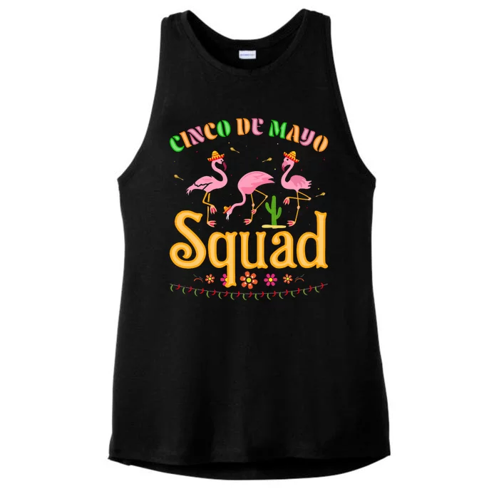 Cinco De Mayo Squad Flamingo Ladies Tri-Blend Wicking Tank