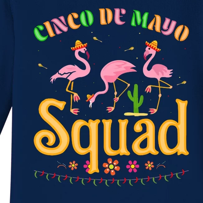 Cinco De Mayo Squad Flamingo Baby Long Sleeve Bodysuit