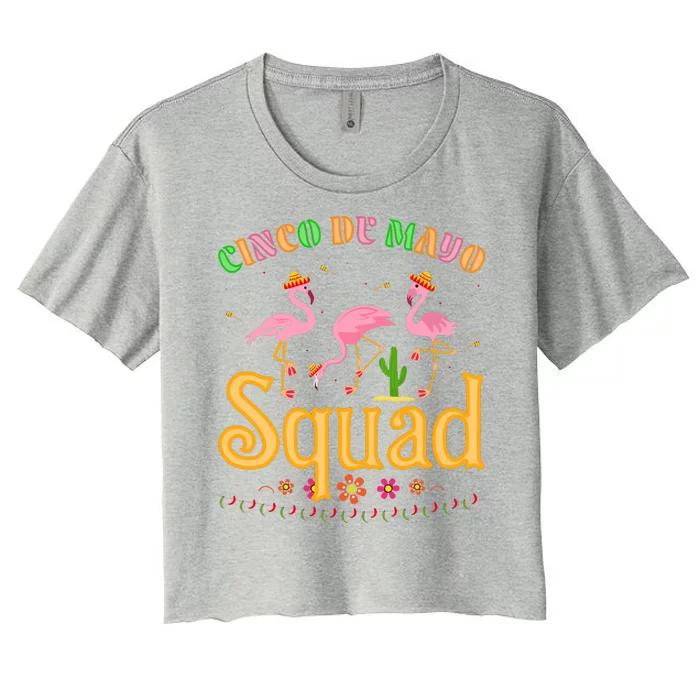 Cinco De Mayo Squad Flamingo Women's Crop Top Tee