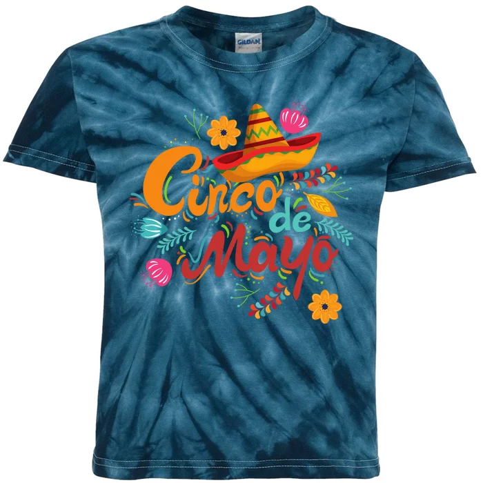 Cinco De Mayo Fiesta Celebration Kids Tie-Dye T-Shirt