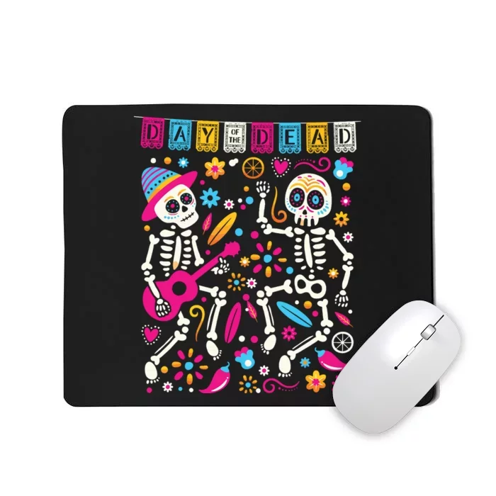 Colorful Dancing Mexican Skeletons Cute Day Of The Dead Mousepad