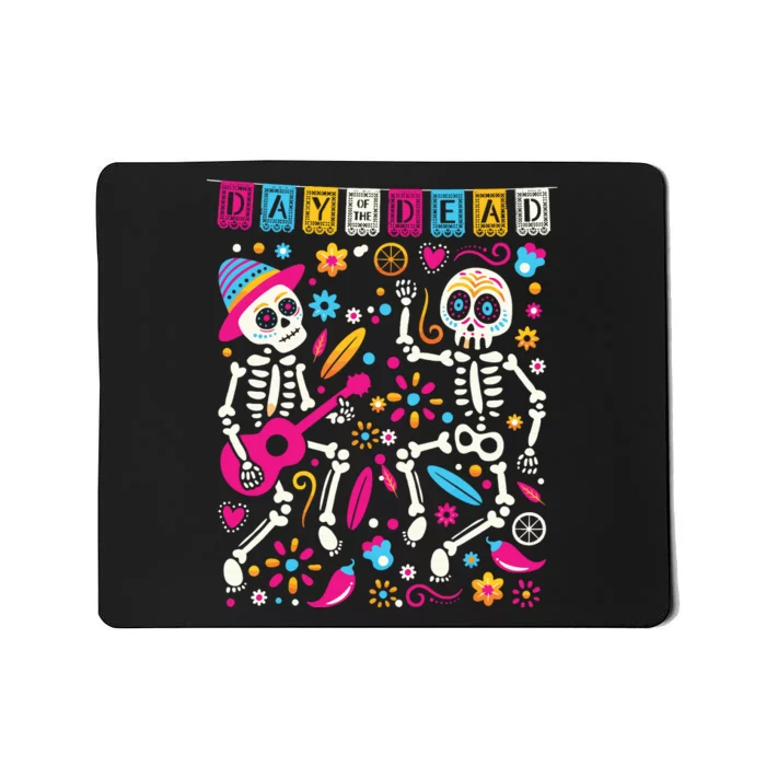 Colorful Dancing Mexican Skeletons Cute Day Of The Dead Mousepad