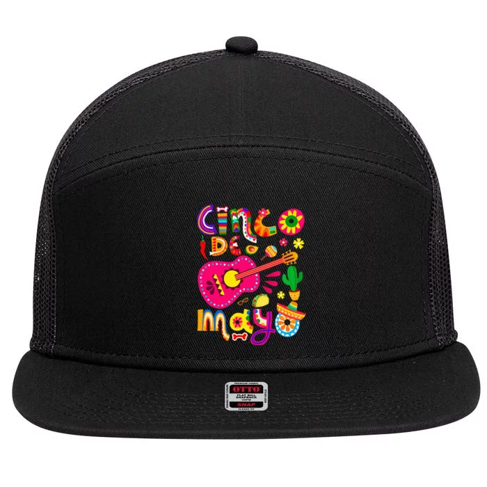 Cinco De Mayo Mexican Fiesta 5 7 Panel Mesh Trucker Snapback Hat