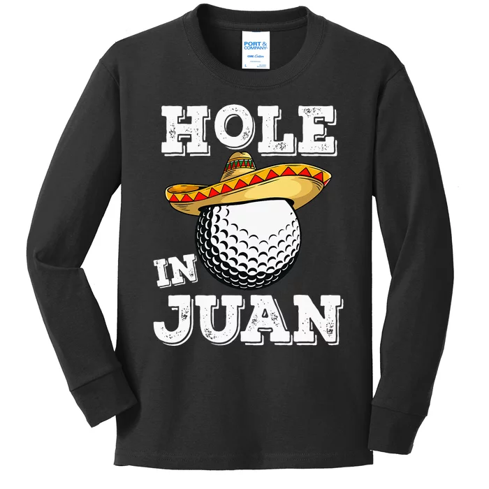 Cinco de Mayo Golf Funny Saying Golfer Joke Hole in Juan Kids Long Sleeve Shirt