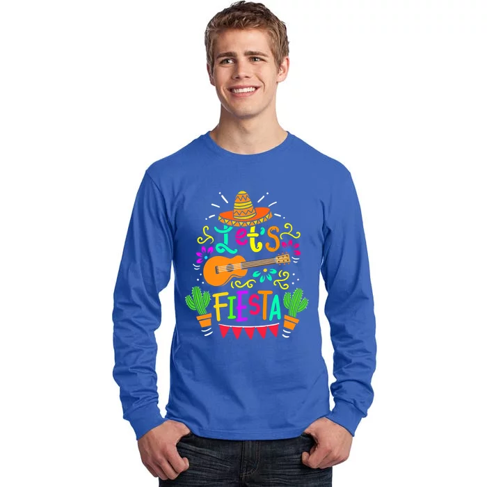 Cinco De Mayo Gift For Mexican Guitar Cactus Gift Tall Long Sleeve T-Shirt