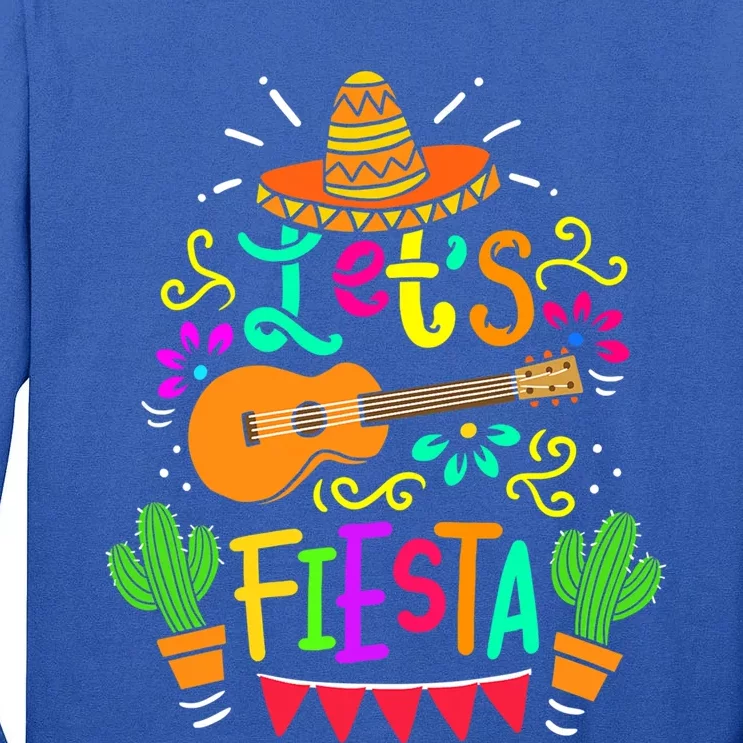 Cinco De Mayo Gift For Mexican Guitar Cactus Gift Tall Long Sleeve T-Shirt