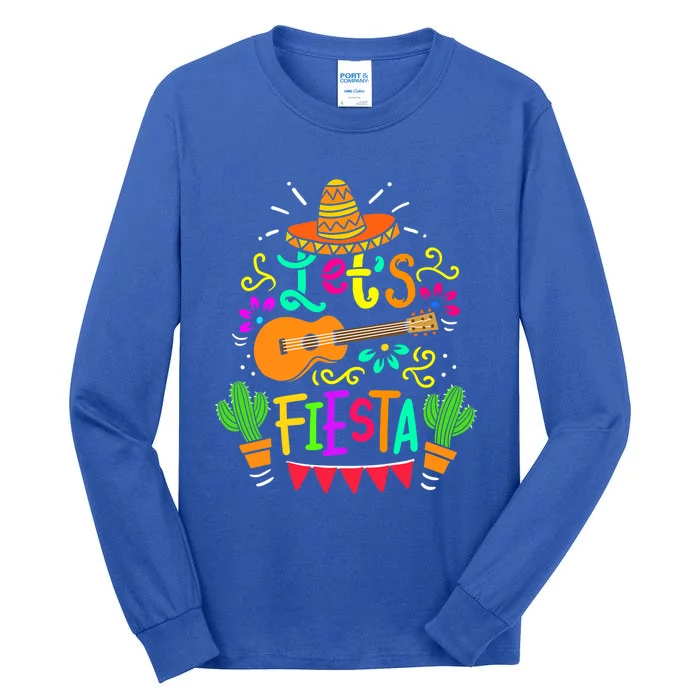 Cinco De Mayo Gift For Mexican Guitar Cactus Gift Tall Long Sleeve T-Shirt