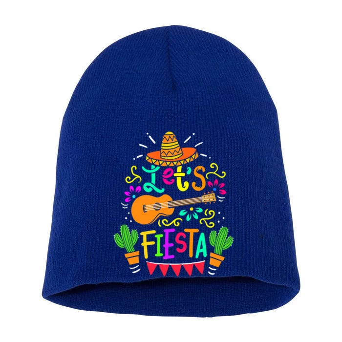 Cinco De Mayo Gift For Mexican Guitar Cactus Gift Short Acrylic Beanie