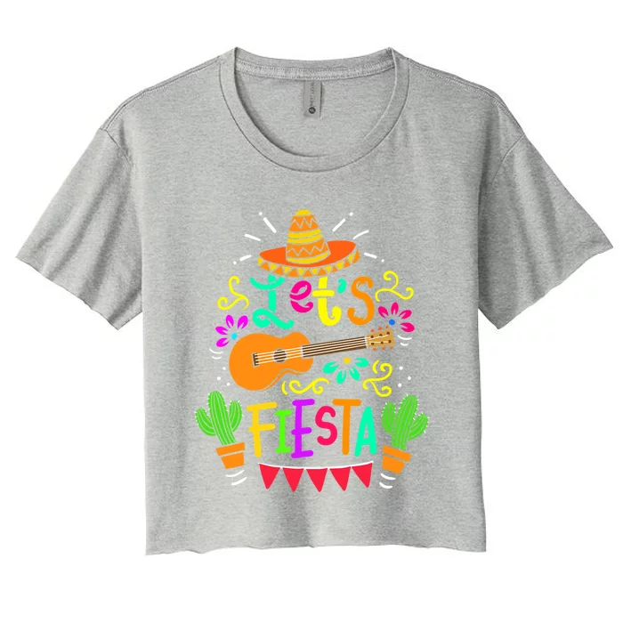 Cinco De Mayo Gift For Mexican Guitar Cactus Gift Women's Crop Top Tee