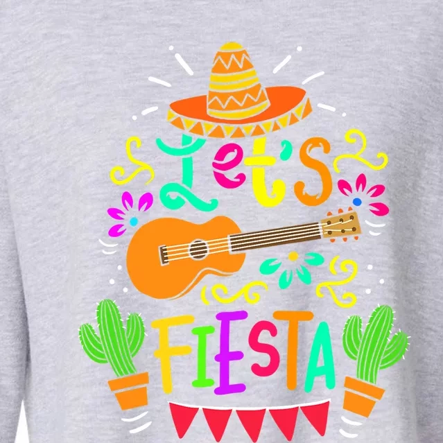 Cinco De Mayo Gift For Mexican Guitar Cactus Gift Cropped Pullover Crew