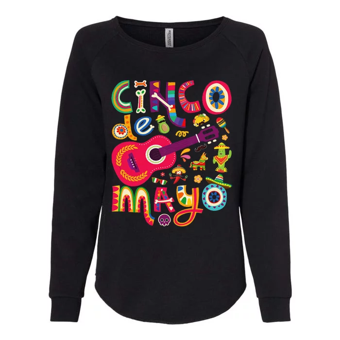 Cinco De Mayo Mexican Taco Guitar Fiesta Cinco De Mayo Womens California Wash Sweatshirt