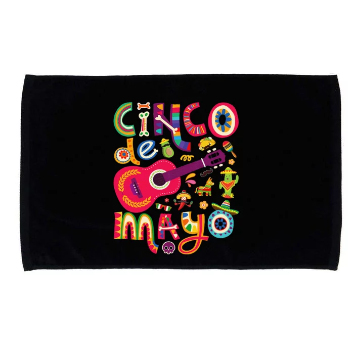 Cinco De Mayo Mexican Taco Guitar Fiesta Cinco De Mayo Microfiber Hand Towel