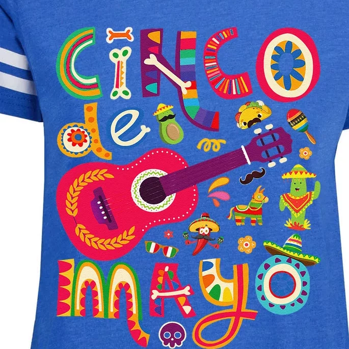 Cinco De Mayo Mexican Taco Guitar Fiesta Cinco De Mayo Enza Ladies Jersey Football T-Shirt