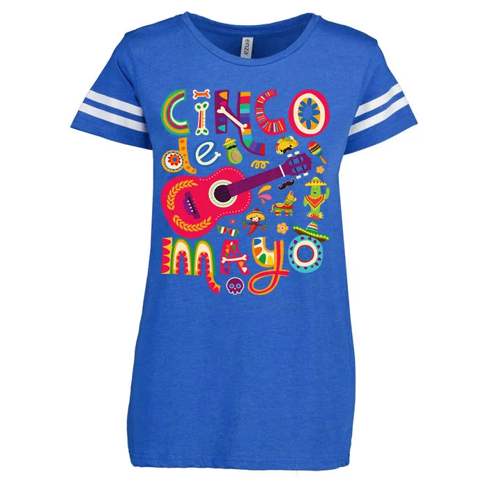 Cinco De Mayo Mexican Taco Guitar Fiesta Cinco De Mayo Enza Ladies Jersey Football T-Shirt