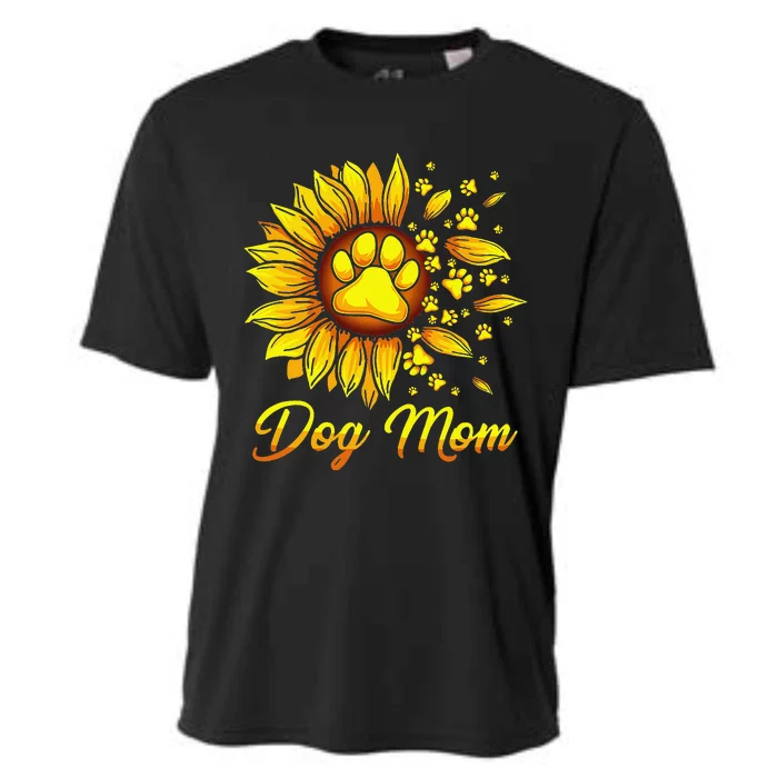 Cute Dog Mom With Sunflower Dog Paws Mothers Day Cooling Performance Crew T-Shirt