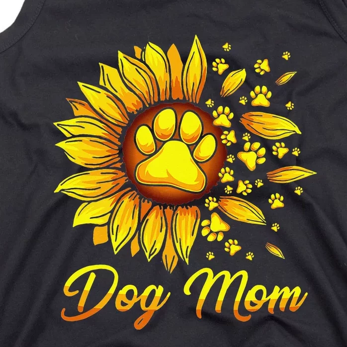 Cute Dog Mom With Sunflower Dog Paws Mothers Day Tank Top