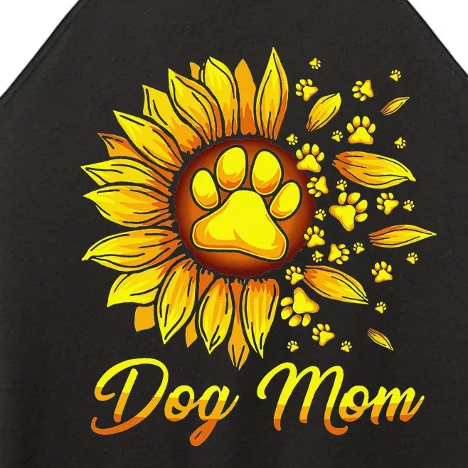 Cute Dog Mom With Sunflower Dog Paws Mothers Day Women’s Perfect Tri Rocker Tank