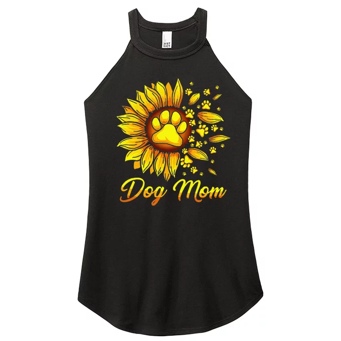 Cute Dog Mom With Sunflower Dog Paws Mothers Day Women’s Perfect Tri Rocker Tank