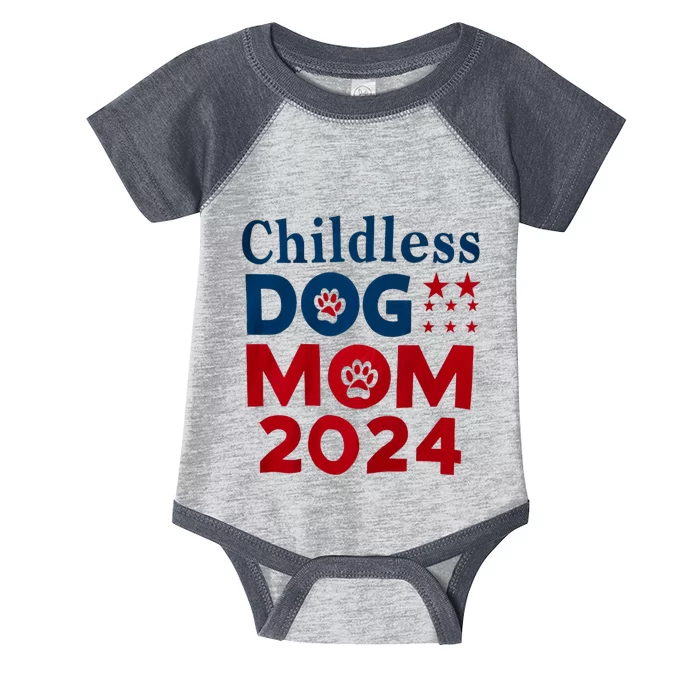 Childless Dog Mom Dog Lady Voting President 2024 Patriotic Dog Paw Print Infant Baby Jersey Bodysuit