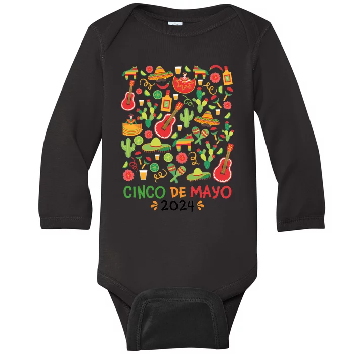 Cinco De Mayo 202 Mama Cita Mexican Baby Long Sleeve Bodysuit