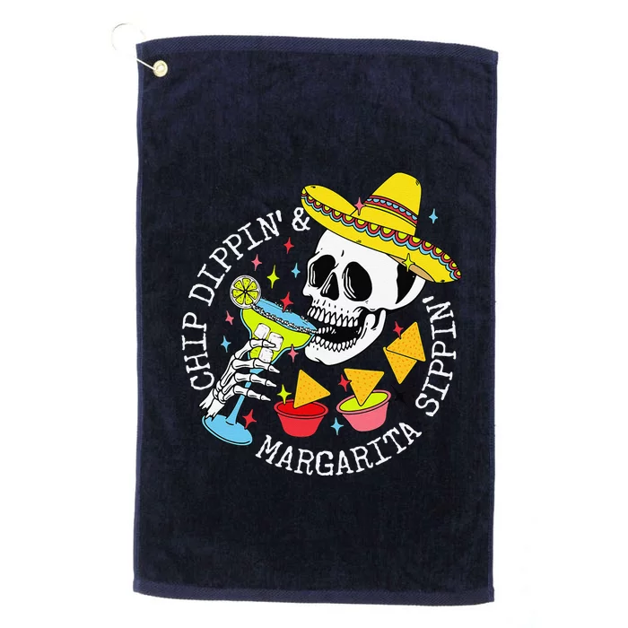 Chip Dippin & Margarita Sippin Sugar Skull Cinco De Mayo Platinum Collection Golf Towel