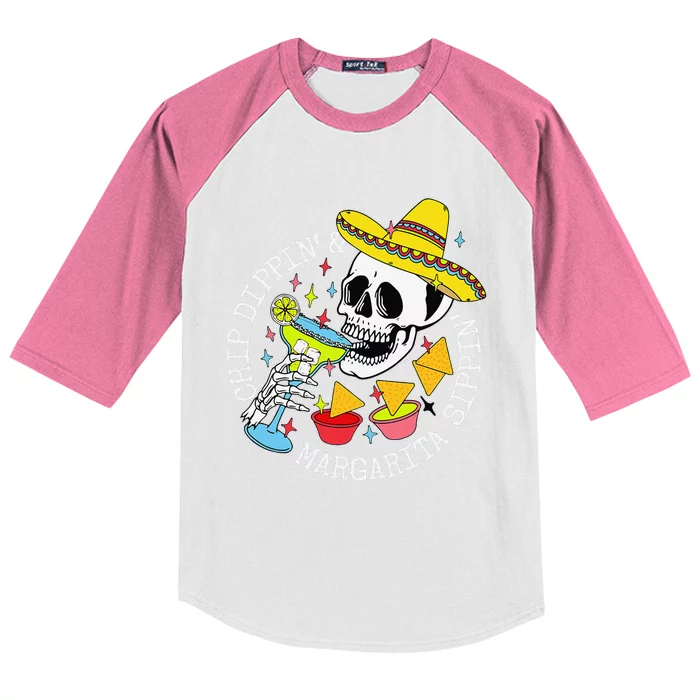 Chip Dippin & Margarita Sippin Sugar Skull Cinco De Mayo Kids Colorblock Raglan Jersey