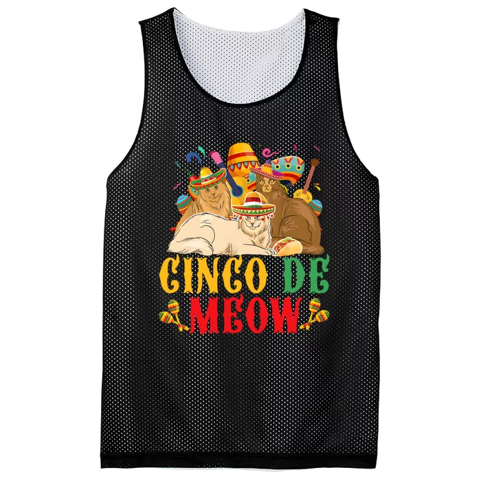 Cinco De Mayo Lets Fiesta Cinco De Meow Cats Kitty Kitten Mesh Reversible Basketball Jersey Tank