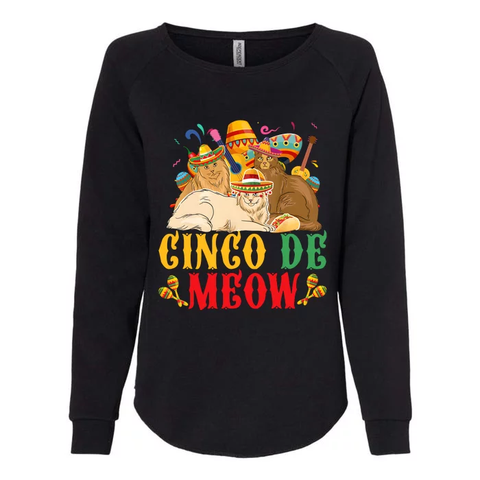 Cinco De Mayo Lets Fiesta Cinco De Meow Cats Kitty Kitten Womens California Wash Sweatshirt