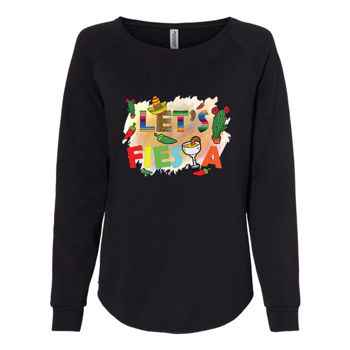 Cinco De Mayo Let's Fiesta Cactus Sombrero Hat Funny Gift Womens California Wash Sweatshirt