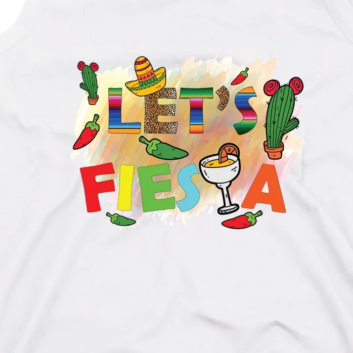 Cinco De Mayo Let's Fiesta Cactus Sombrero Hat Funny Gift Tank Top