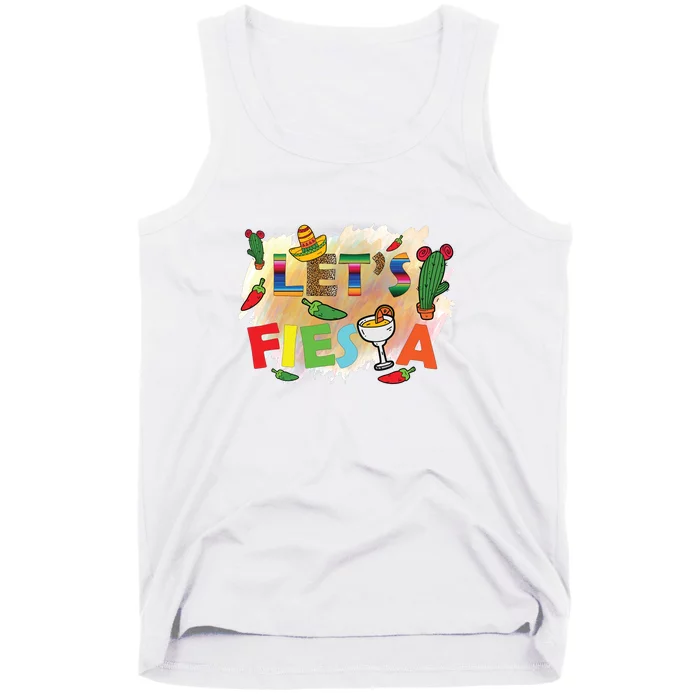 Cinco De Mayo Let's Fiesta Cactus Sombrero Hat Funny Gift Tank Top