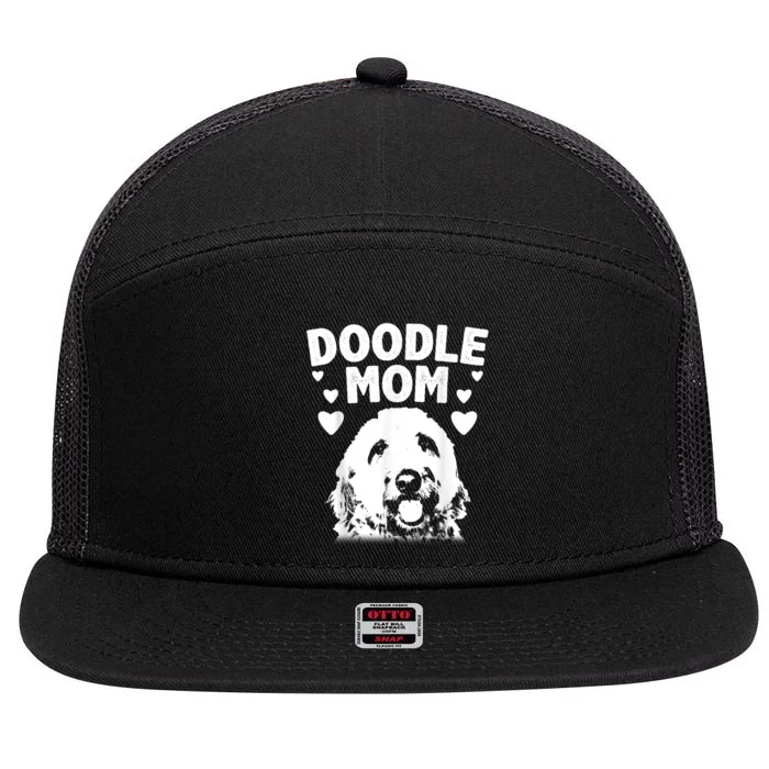 Cute Doodle Mom For Women Mama Golden Doodle Dog Owner 7 Panel Mesh Trucker Snapback Hat