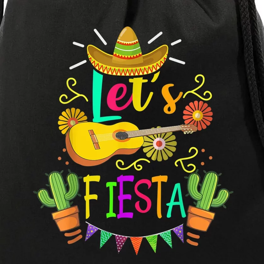 Cinco De Mayo Mexican Guitar Cactus for  Wo boy girl Drawstring Bag