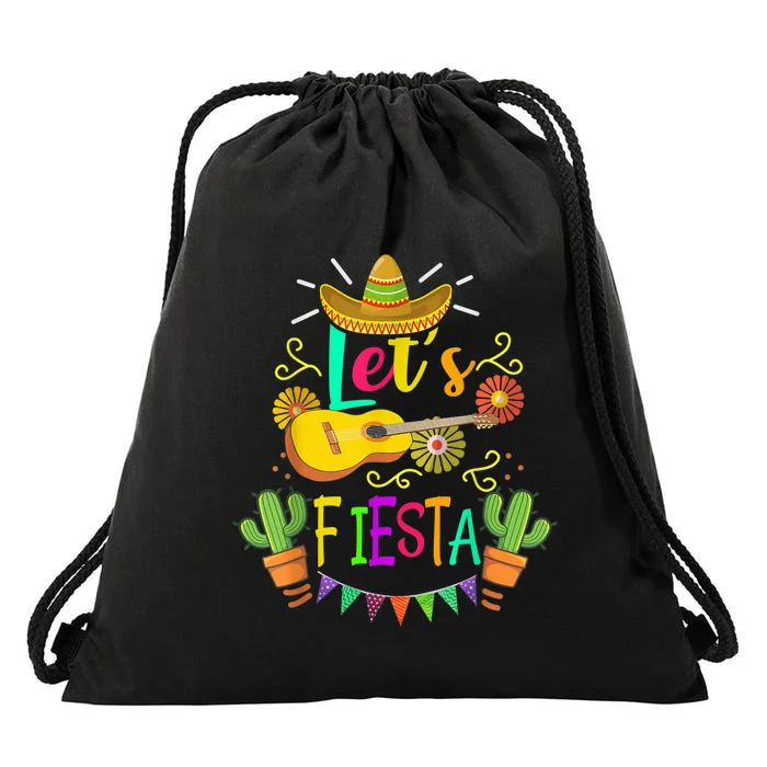 Cinco De Mayo Mexican Guitar Cactus for  Wo boy girl Drawstring Bag