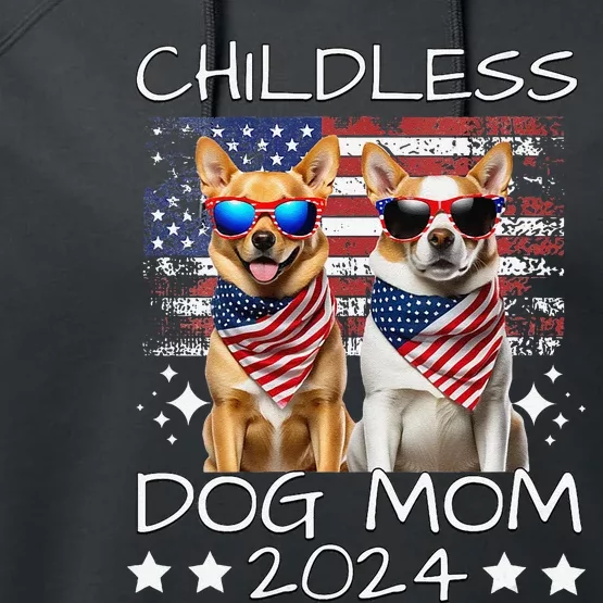 Childless Dog Mom 2024 Elect Vote Kamala Harris 2024 Funny Performance Fleece Hoodie