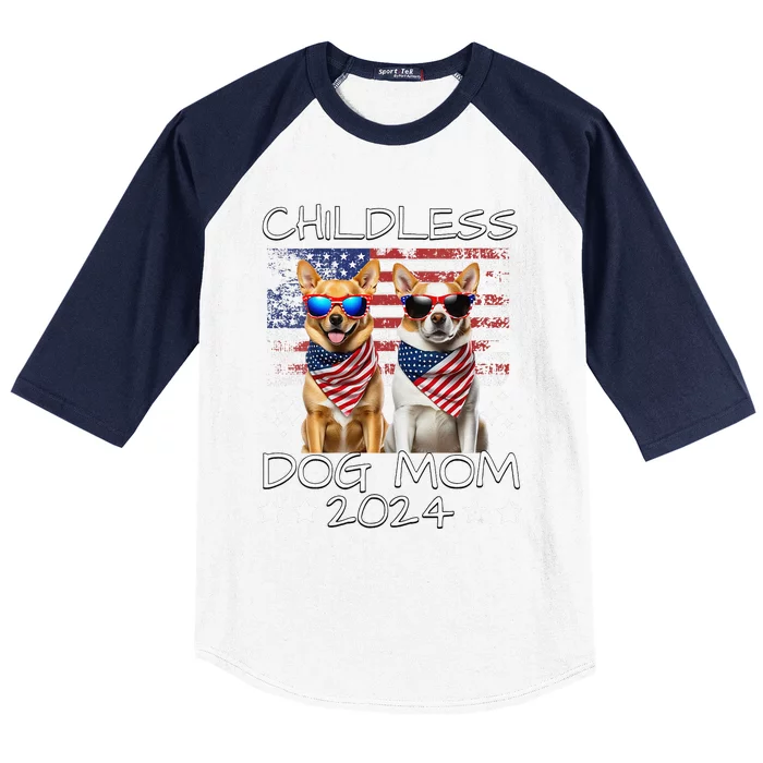 Childless Dog Mom 2024 Elect Vote Kamala Harris 2024 Funny Baseball Sleeve Shirt